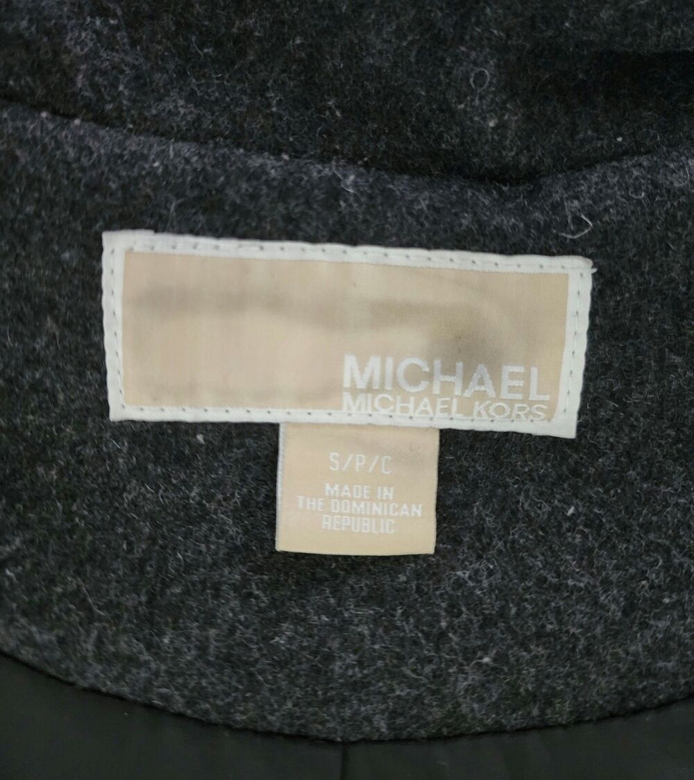 Michael Michael Kors Grey Wool Pea Coat Size S WPL7888 Double Breasted Jacket - Picture 7 of 11